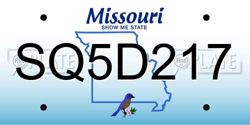 SQ5D217 Missouri License Plate