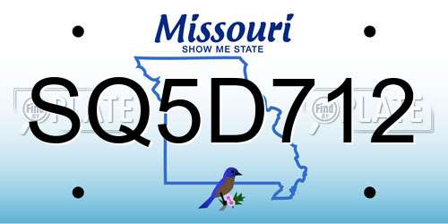 SQ5D712 Missouri License Plate