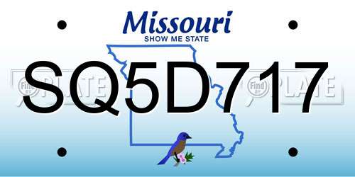 SQ5D717 Missouri License Plate