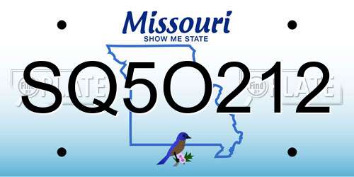 SQ5O212 Missouri License Plate