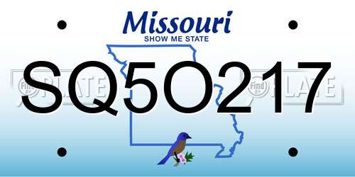 SQ5O217 Missouri License Plate