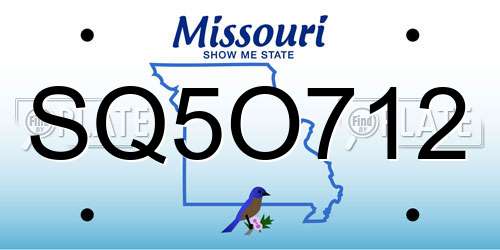SQ5O712 Missouri License Plate
