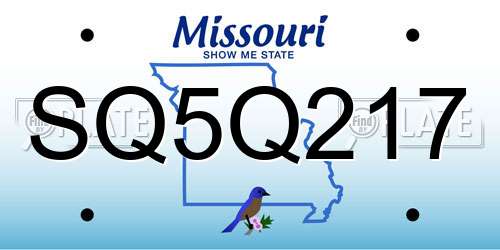SQ5Q217 Missouri License Plate