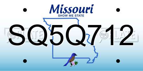 SQ5Q712 Missouri License Plate