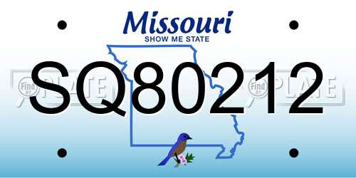 SQ80212 Missouri License Plate
