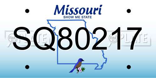 SQ80217 Missouri License Plate