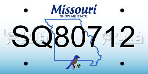 SQ80712 Missouri License Plate