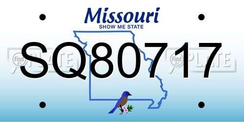 SQ80717 Missouri License Plate