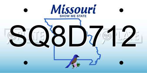 SQ8D712 Missouri License Plate
