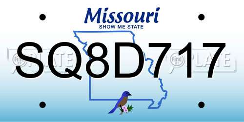 SQ8D717 Missouri License Plate
