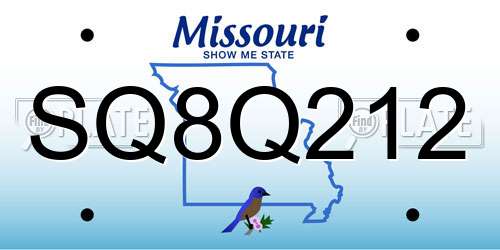 SQ8Q212 Missouri License Plate