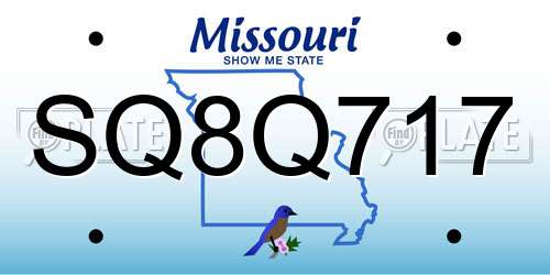 SQ8Q717 Missouri License Plate
