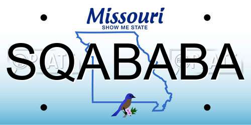 SQABABA Missouri License Plate