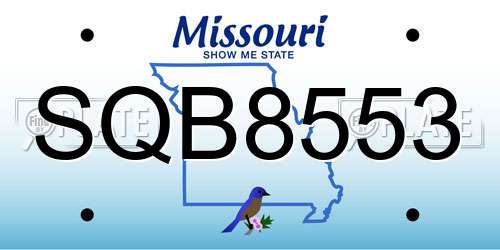 SQB8553 Missouri License Plate