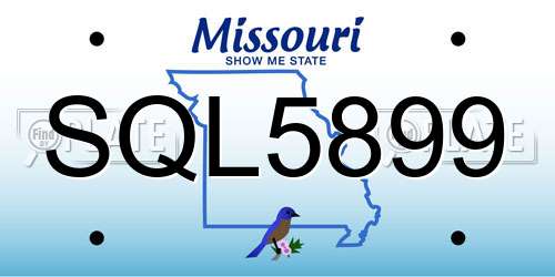 SQL5899 Missouri License Plate