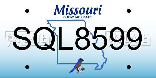 SQL8599 Missouri License Plate