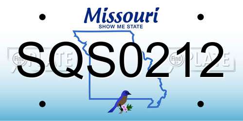 SQS0212 Missouri License Plate