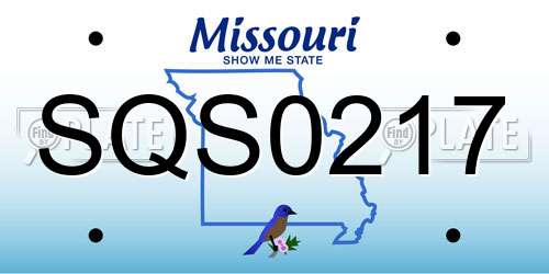 SQS0217 Missouri License Plate