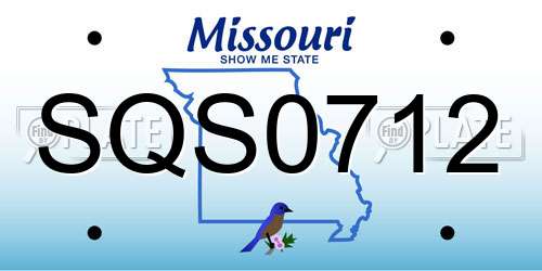 SQS0712 Missouri License Plate