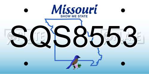 SQS8553 Missouri License Plate