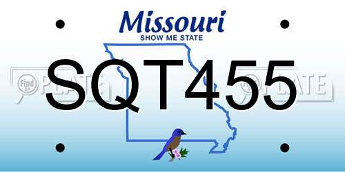 SQT455 Missouri License Plate