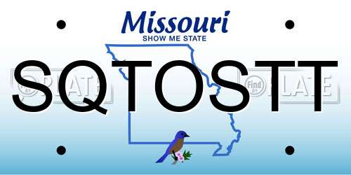 SQTOSTT Missouri License Plate