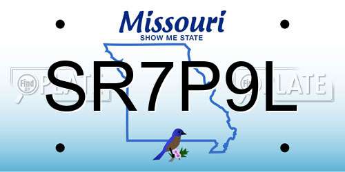 SR7P9L Missouri License Plate