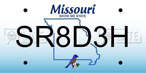 SR8D3H Missouri License Plate