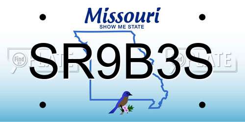 SR9B3S Missouri License Plate
