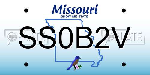 SS0B2V Missouri License Plate