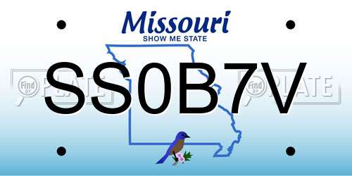 SS0B7V Missouri License Plate
