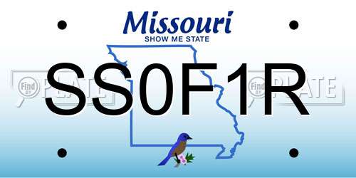 SS0F1R Missouri License Plate