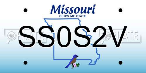 SS0S2V Missouri License Plate