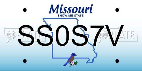 SS0S7V Missouri License Plate