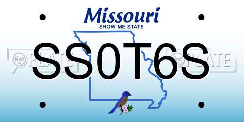 SS0T6S Missouri License Plate