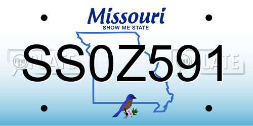 SS0Z591 Missouri License Plate