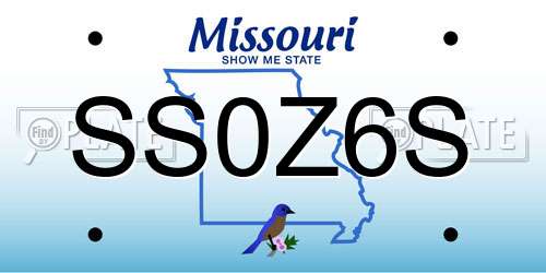 SS0Z6S Missouri License Plate