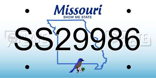 SS29986 Missouri License Plate