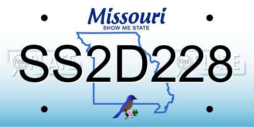 SS2D228 Missouri License Plate