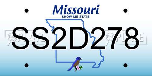 SS2D278 Missouri License Plate
