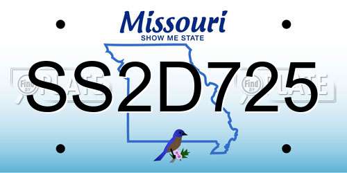 SS2D725 Missouri License Plate