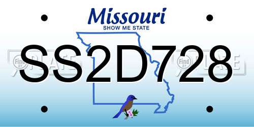 SS2D728 Missouri License Plate