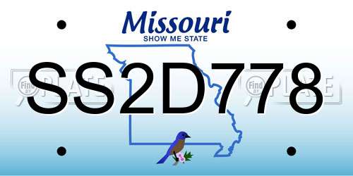 SS2D778 Missouri License Plate