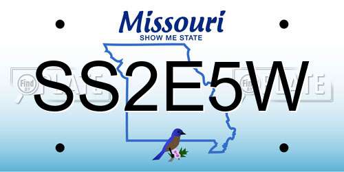 SS2E5W Missouri License Plate