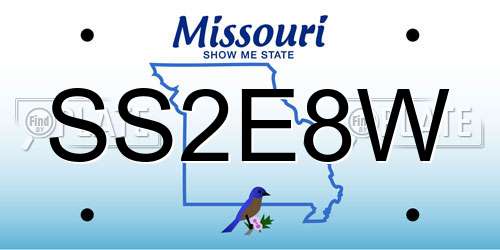 SS2E8W Missouri License Plate
