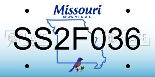 SS2F036 Missouri License Plate