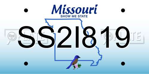 SS2I819 Missouri License Plate
