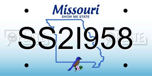 SS2I958 Missouri License Plate