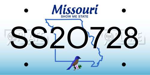 SS2O728 Missouri License Plate