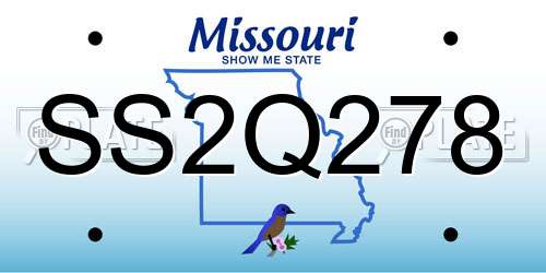 SS2Q278 Missouri License Plate